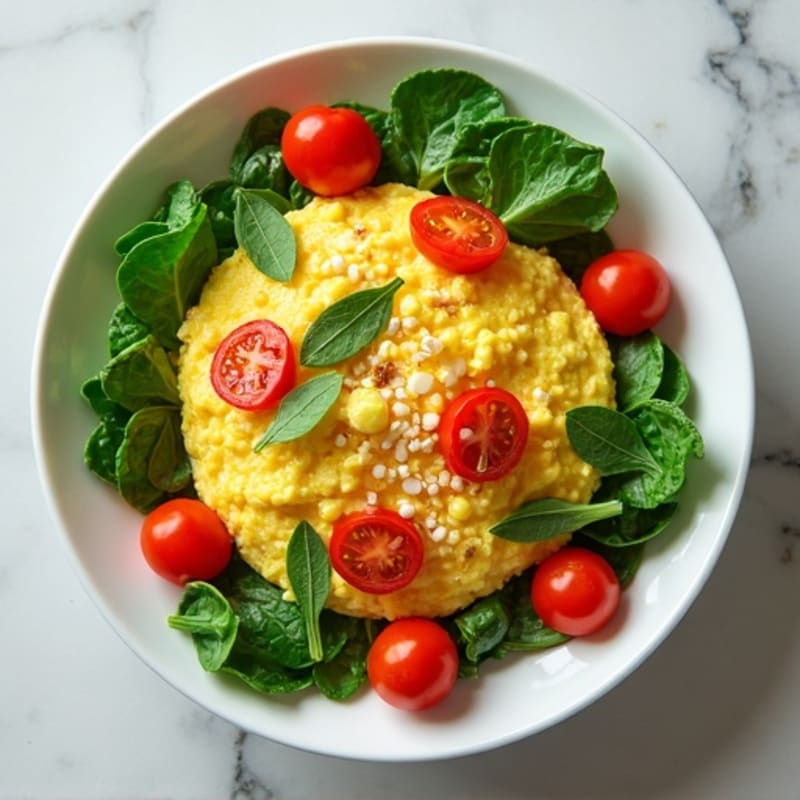 Egg White and Spinach Scramble with Cherry Tomatoes