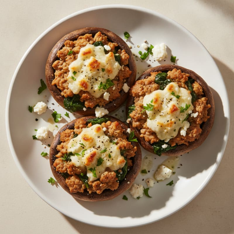 Herb & Cheese Stuffed Portobello Mushrooms