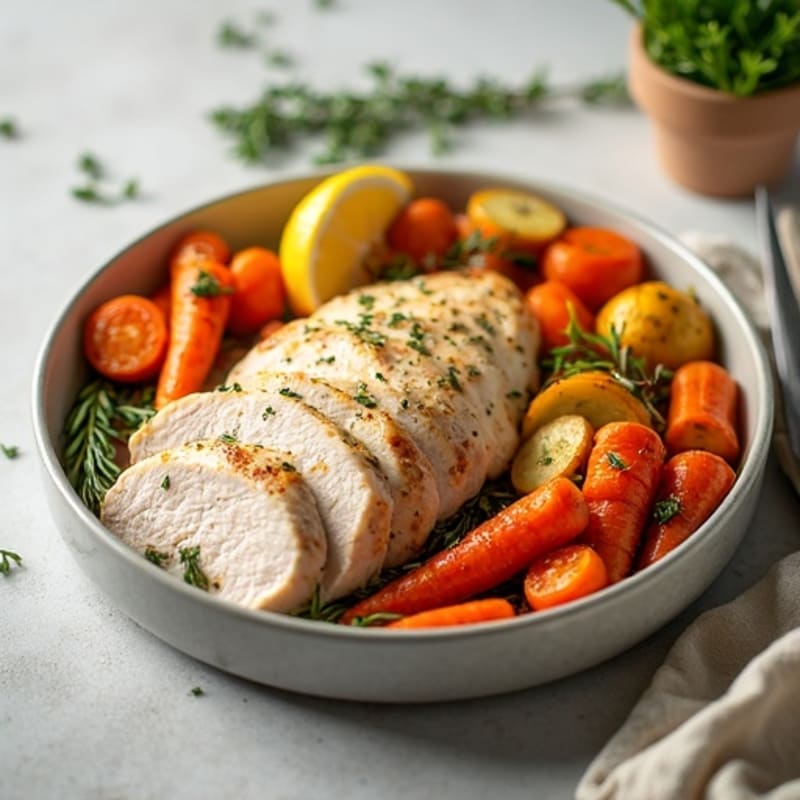Sheet Pan Lemon Herb Turkey and Roasted Root Vegetables
