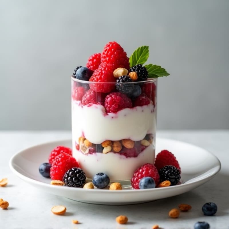 Greek Yogurt Protein Parfait with Mixed Berries