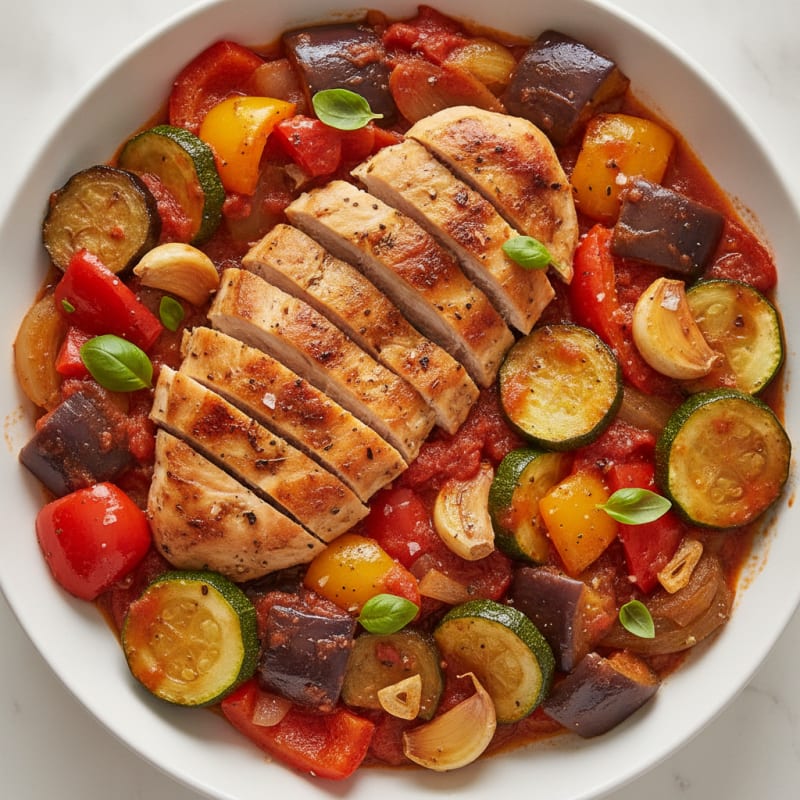 Roasted Vegetable Provencal Ratatouille with Chicken