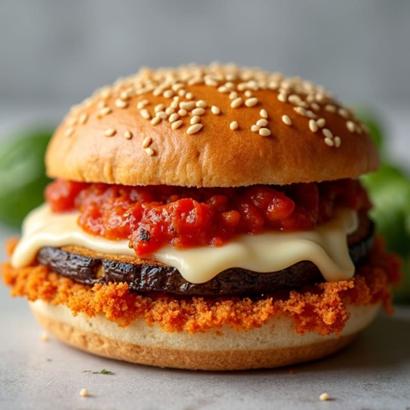Crispy Baked Eggplant Parmesan Sandwich