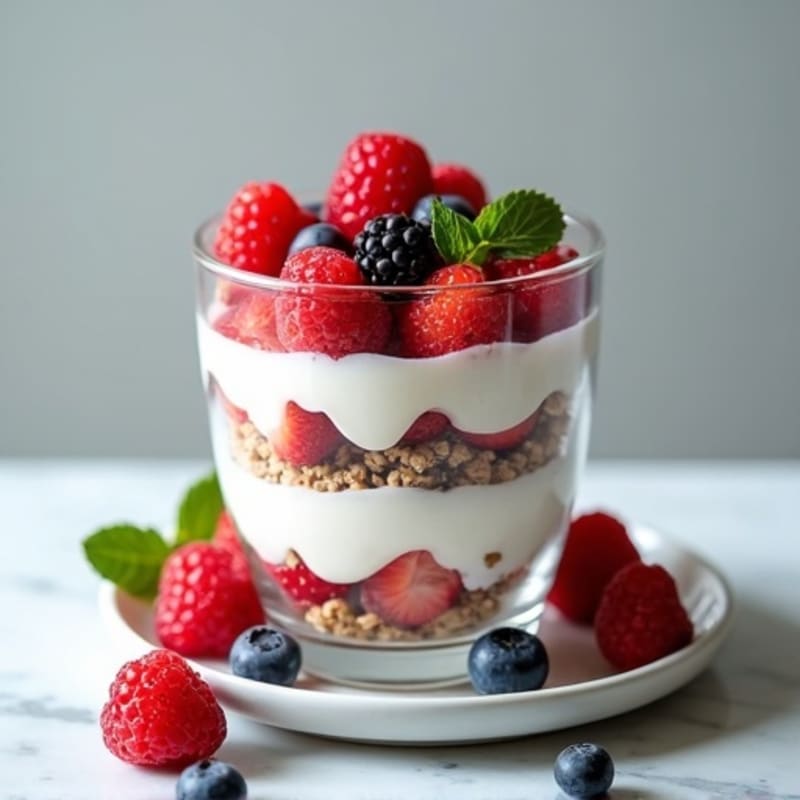 Vanilla Greek Yogurt Protein Parfait with Berries