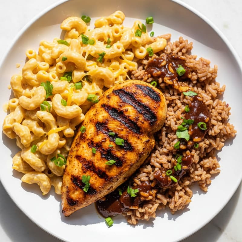 Jerk Chicken with Creamy Mac and Rice