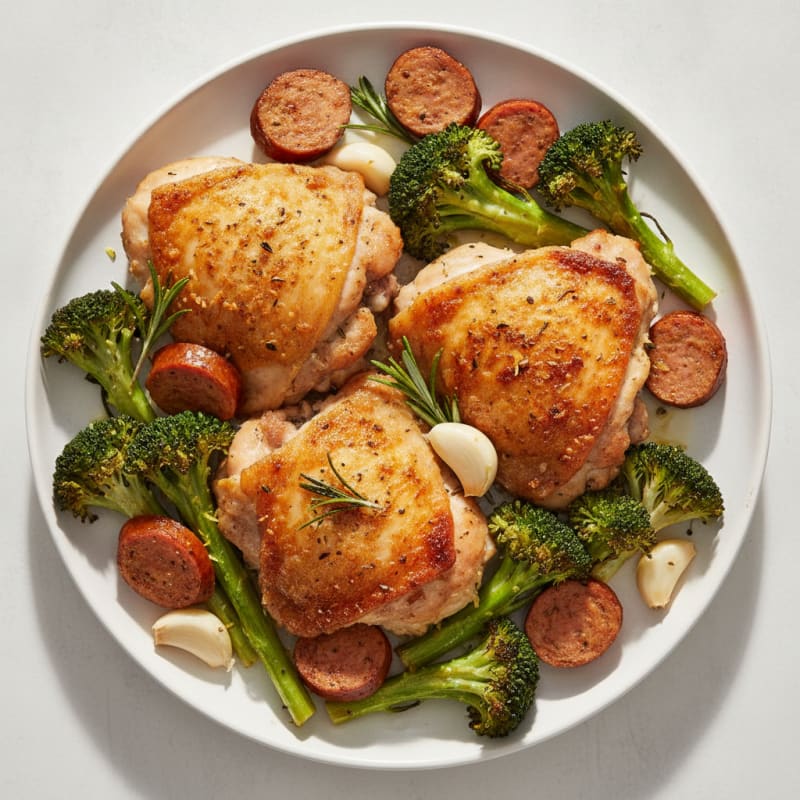 Oven-Baked Herb Chicken Thighs with Roasted Broccoli