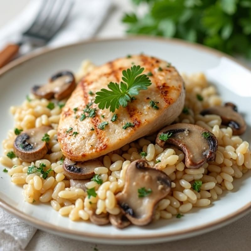 Healthy Creamy Mushroom Risotto with Chicken