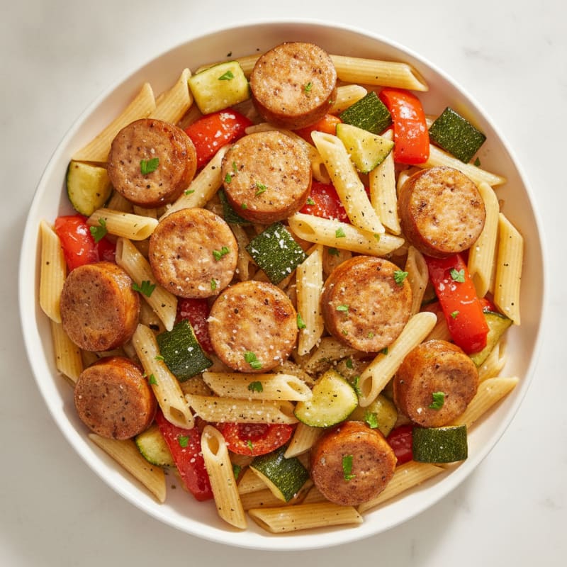 Chicken Sausage Pasta with Roasted Vegetables