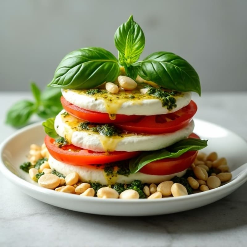 Fresh Basil-Mozzarella Tomato Stack with Herb Pesto