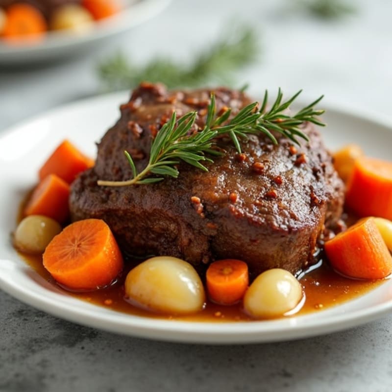 Tender Slow-Cooked Beef Pot Roast with Roasted Root Vegetables