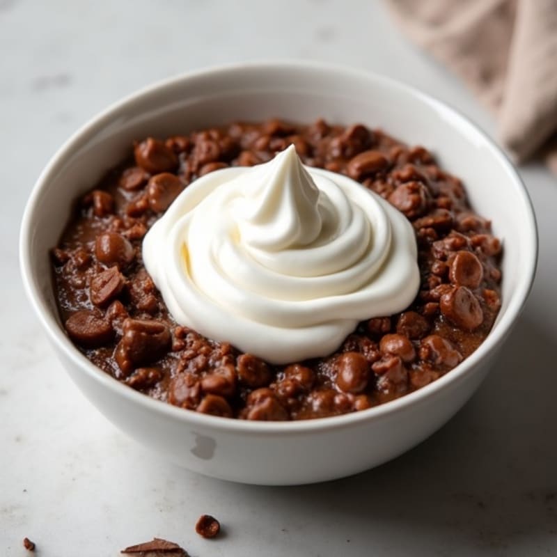 Baked Chocolate Protein Oatmeal with Creamy Greek Yogurt Swirl