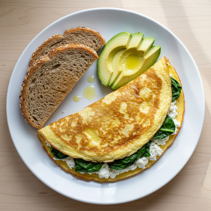 Egg White Omelet with Cottage Cheese and Spinach