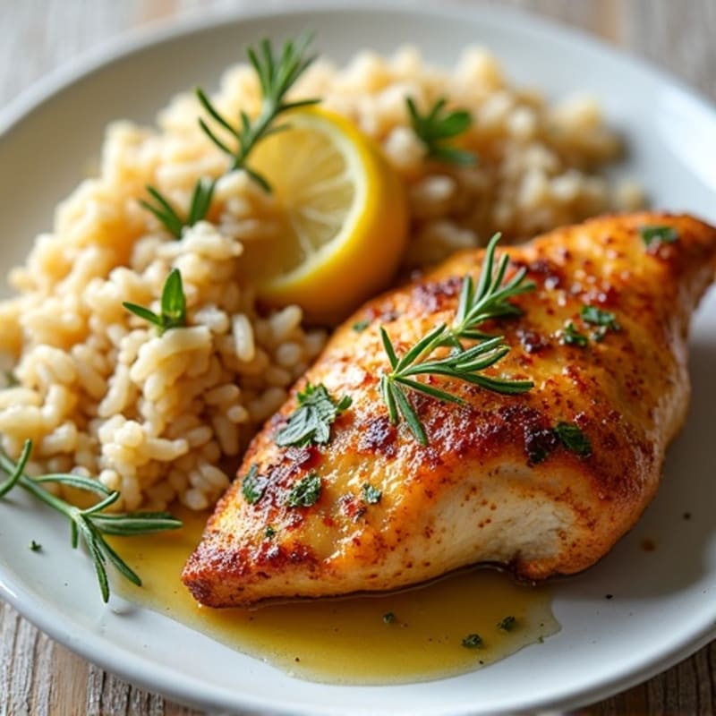 Lemon Herb Roasted Chicken with Brown Rice