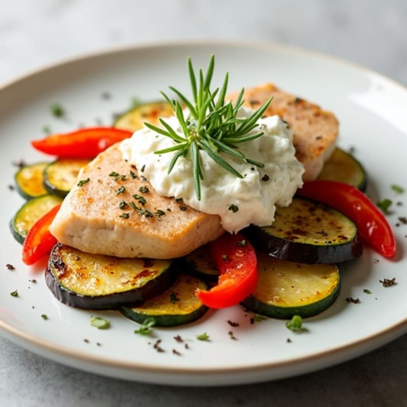 Flaked Tuna with Creamy Ricotta and Herb-Roasted Vegetables