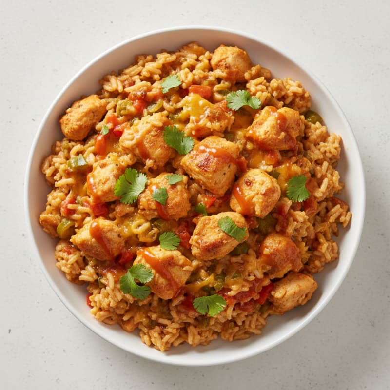 Creamy Rotel Chicken and Rice Bake