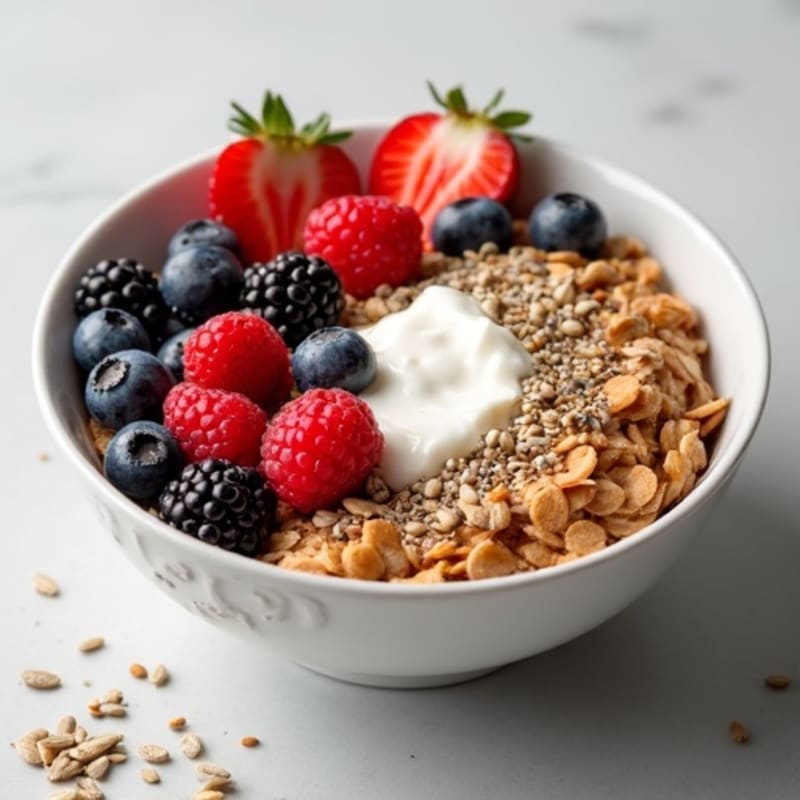 Hearty Cinnamon Oats with Fresh Berries and Crunchy Seeds