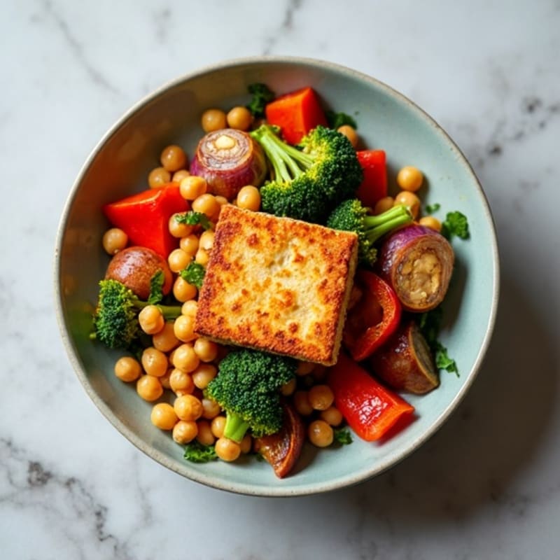 Crispy Baked Tofu with Roasted Vegetables