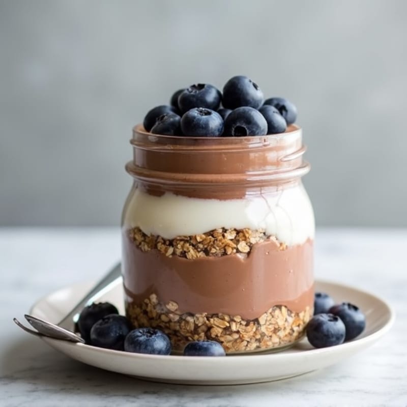 Creamy No-Bake Chocolate Protein Cheesecake Jar