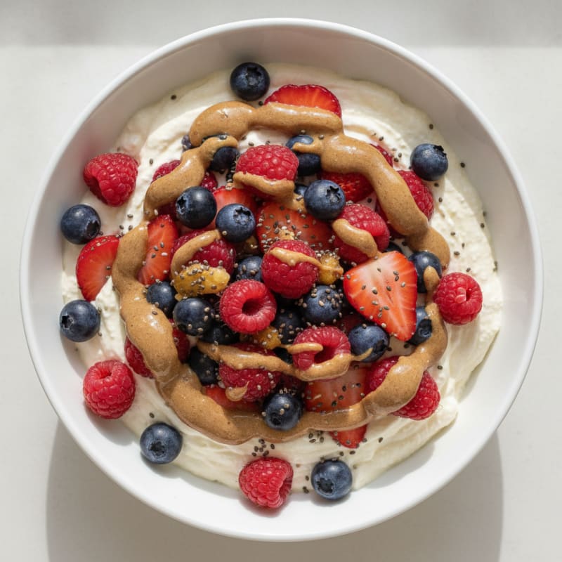 Greek Yogurt Protein Mousse with Mixed Berries