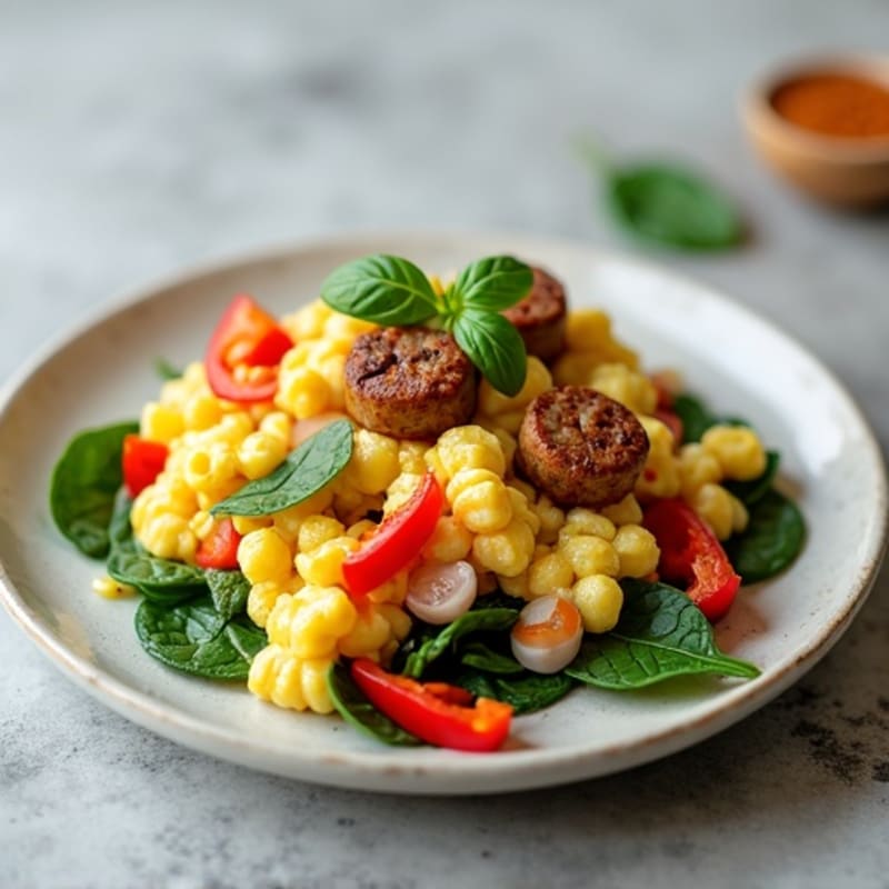 Egg White Veggie Scramble with Turkey Sausage