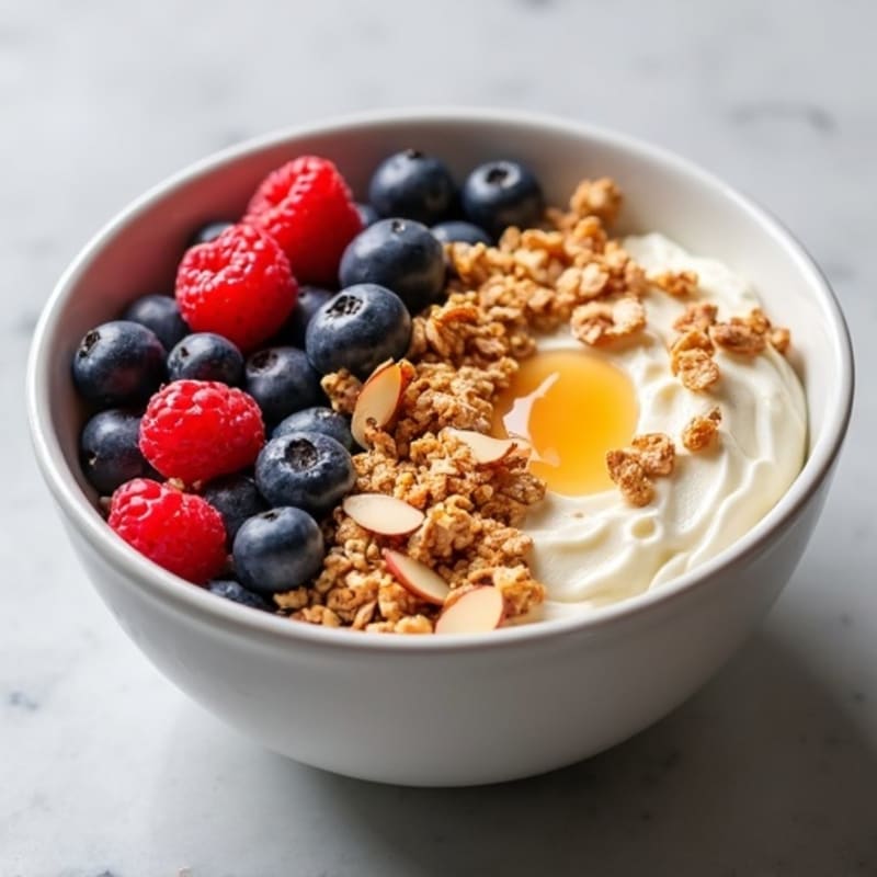 Cottage Cheese and Berry Protein Bowl with Sliced Almonds
