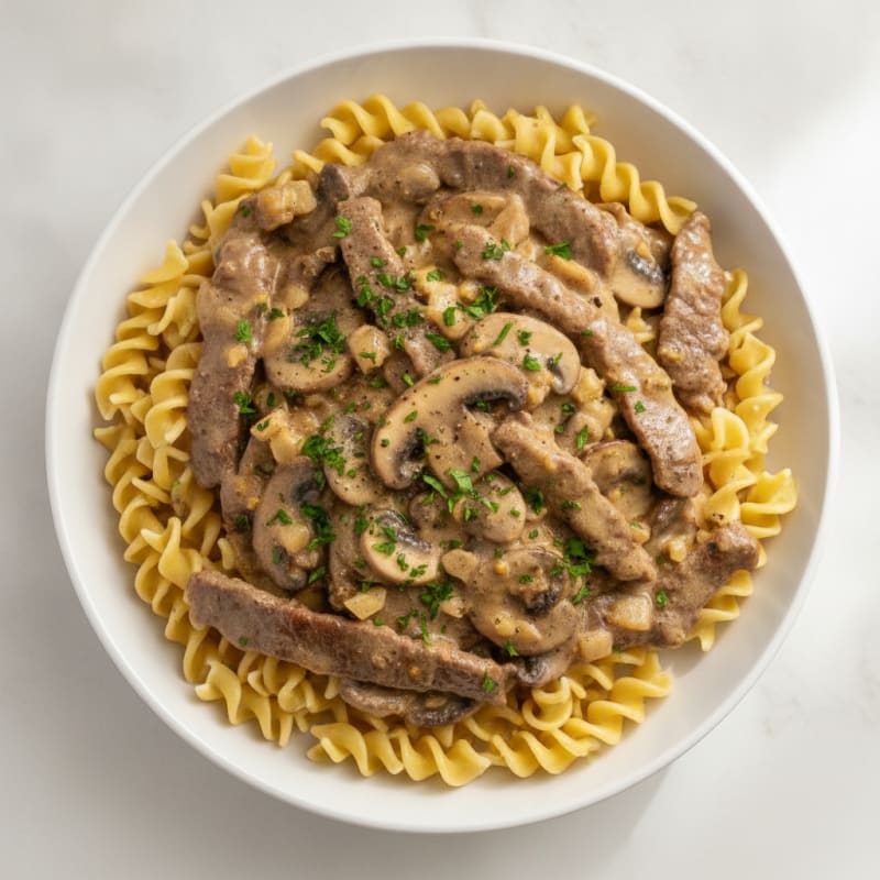 Classic Beef Stroganoff with Egg Noodles