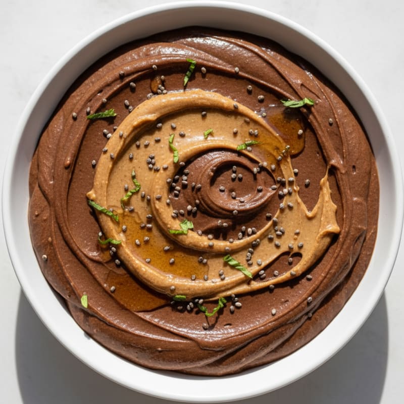 Silky Chocolate Protein Pudding with Almond Butter Swirl