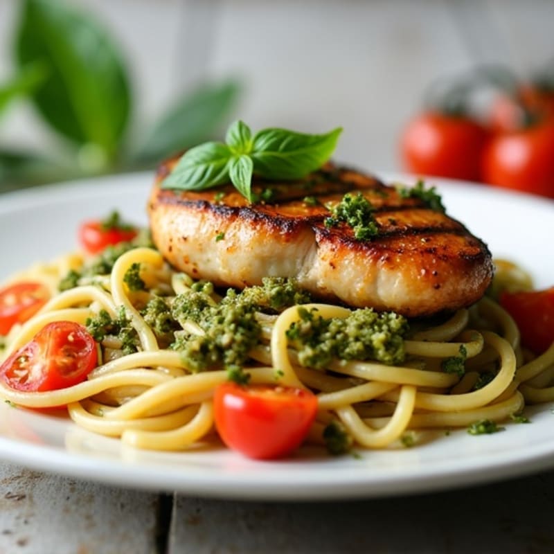 Pan-Seared Chicken with Fresh Pesto Pasta