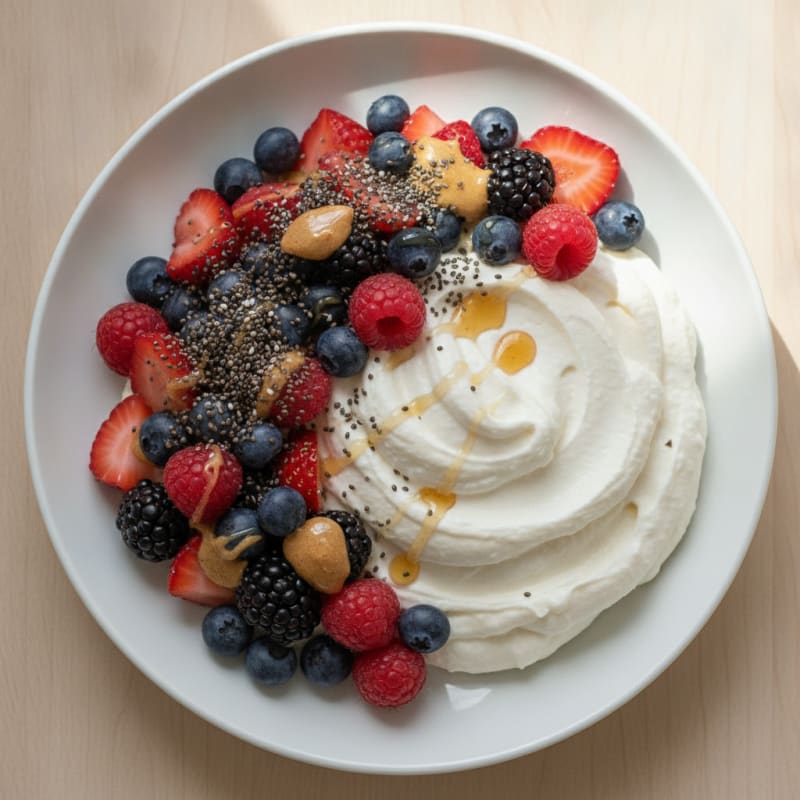 Greek Yogurt Protein Mousse with Mixed Berries