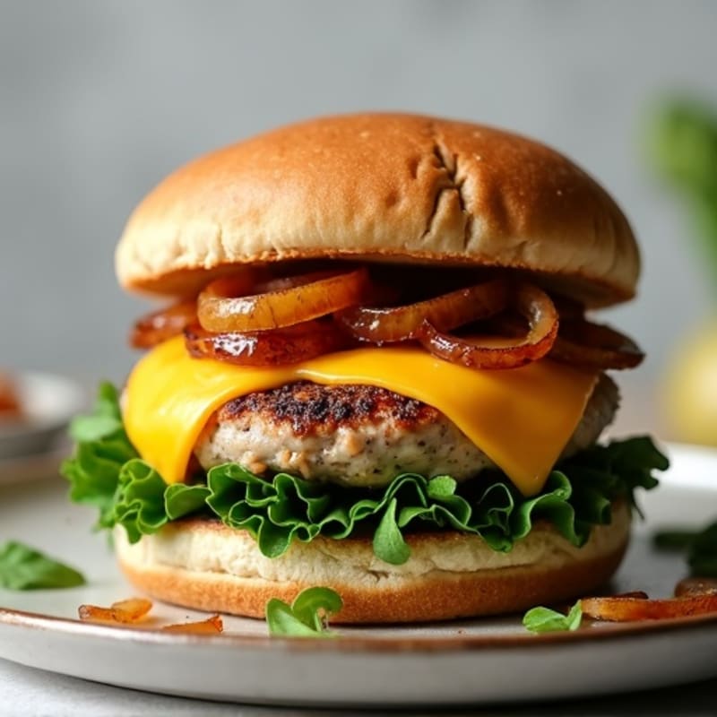 Lean Turkey Spinach Burger with Caramelized Onions