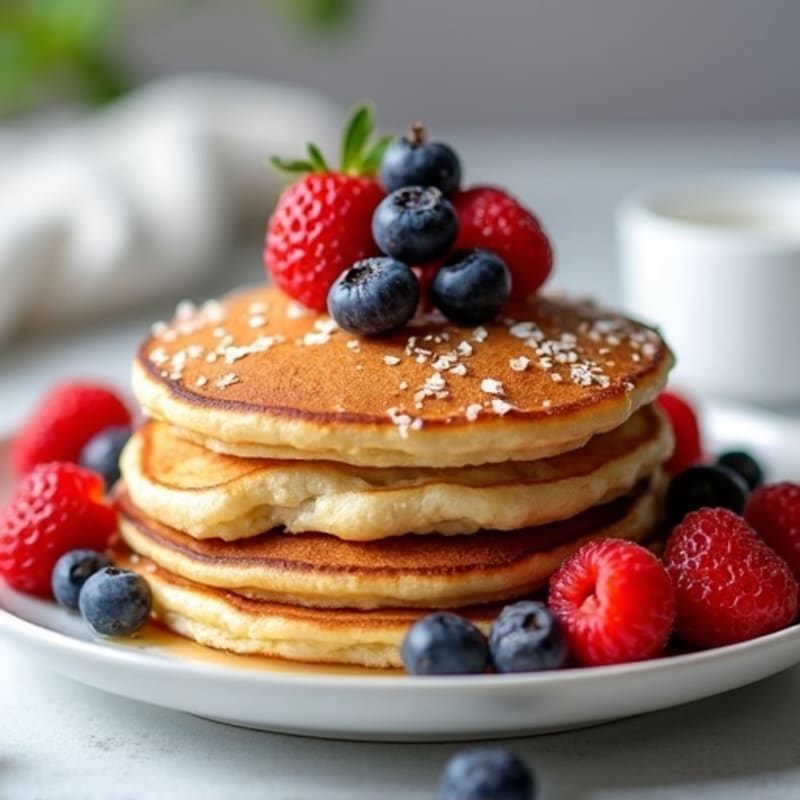 Healthy Fluffy Protein Pancakes with Fresh Berries