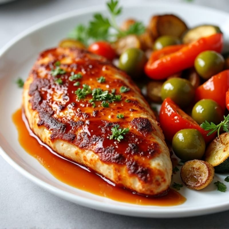 Sheet Pan BBQ Ranch Chicken with Crispy Roasted Vegetables