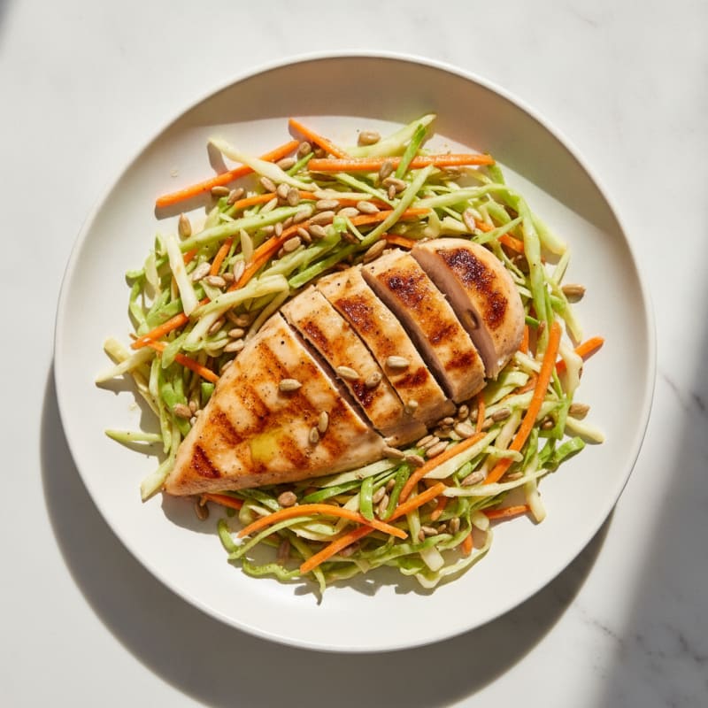 Grilled Chicken Breast with Crunchy Cabbage Slaw