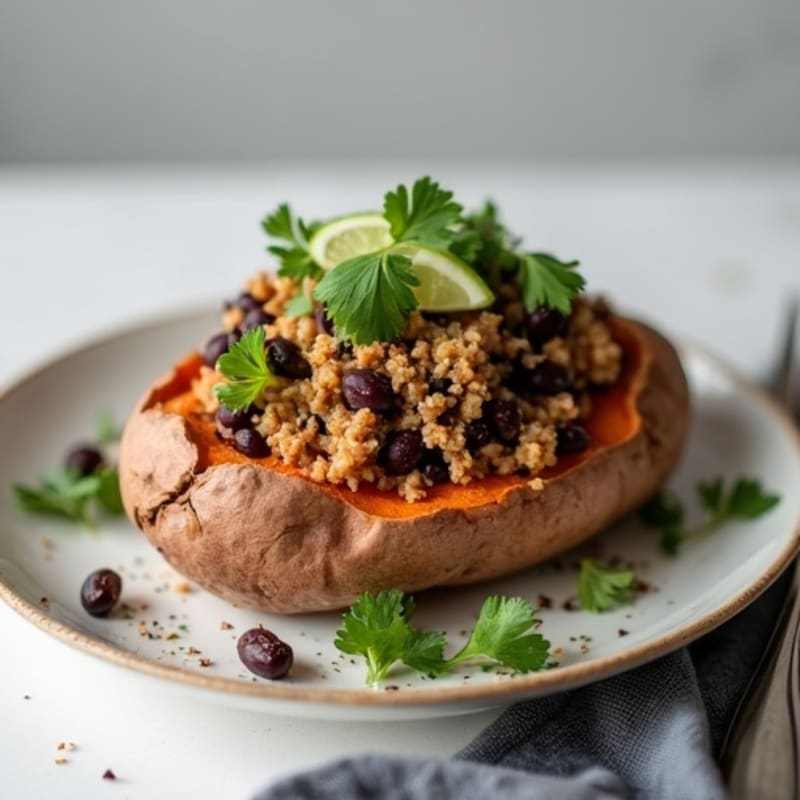Sweet Potato Stuffed with Savory Ground Turkey and Black Beans