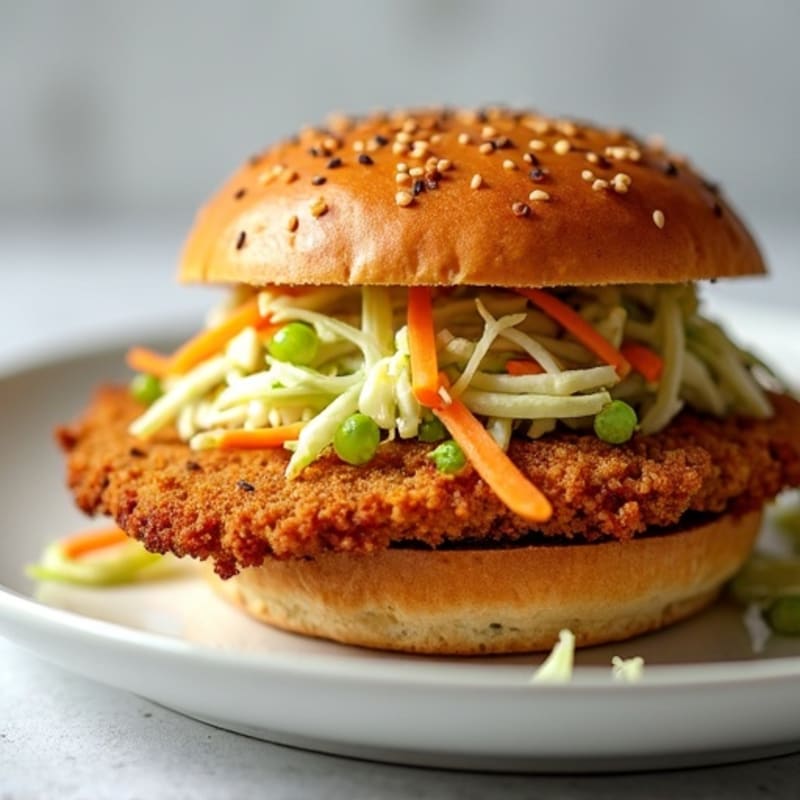 Crispy Baked Chicken Sandwich with Tangy Slaw