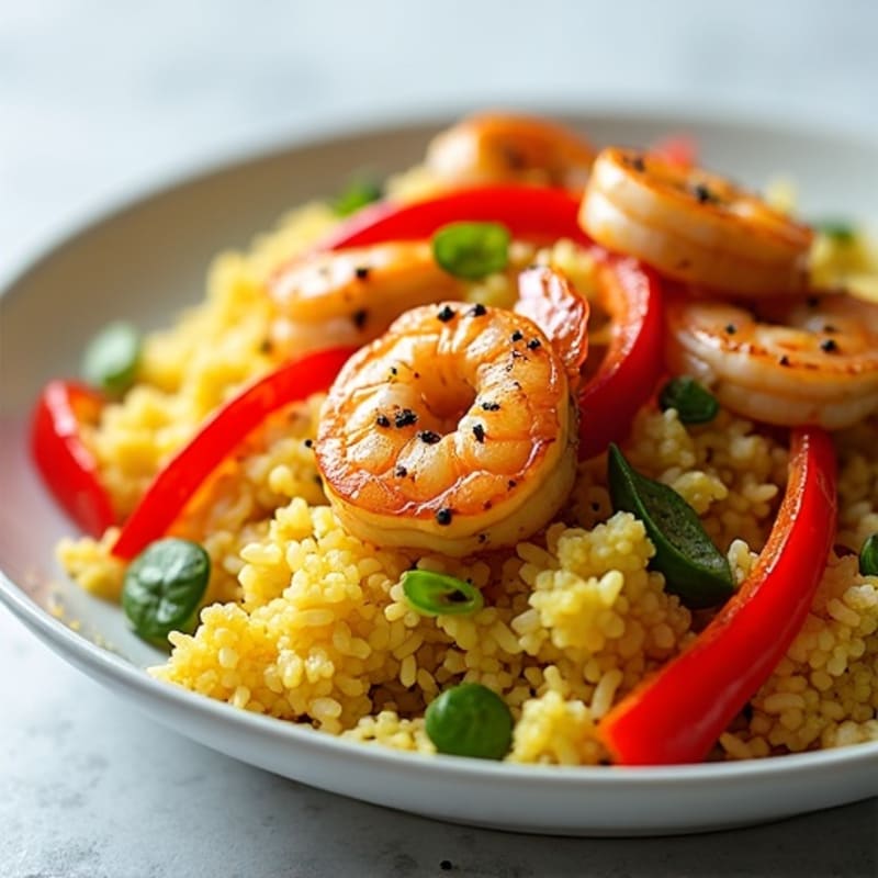 Spicy Shrimp and Chicken Cauliflower Rice Skillet