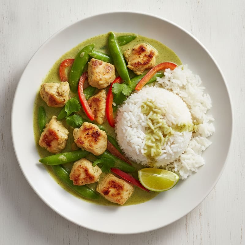 Green Curry Chicken with Coconut Rice