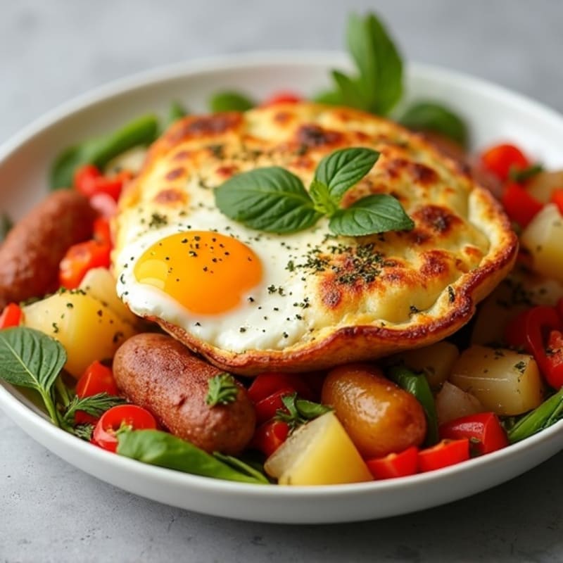Lean Turkey Sausage and Crispy Roasted Potato Bake