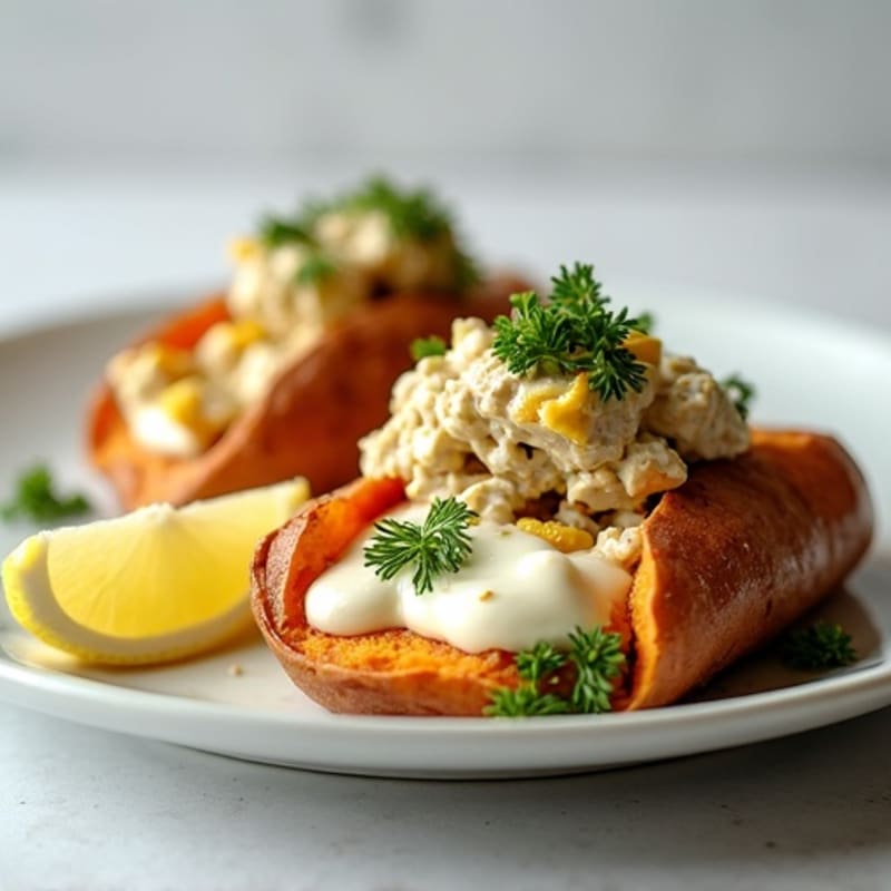 Sweet Potato Mozzarella Wraps with Creamy Dill Tuna Salad