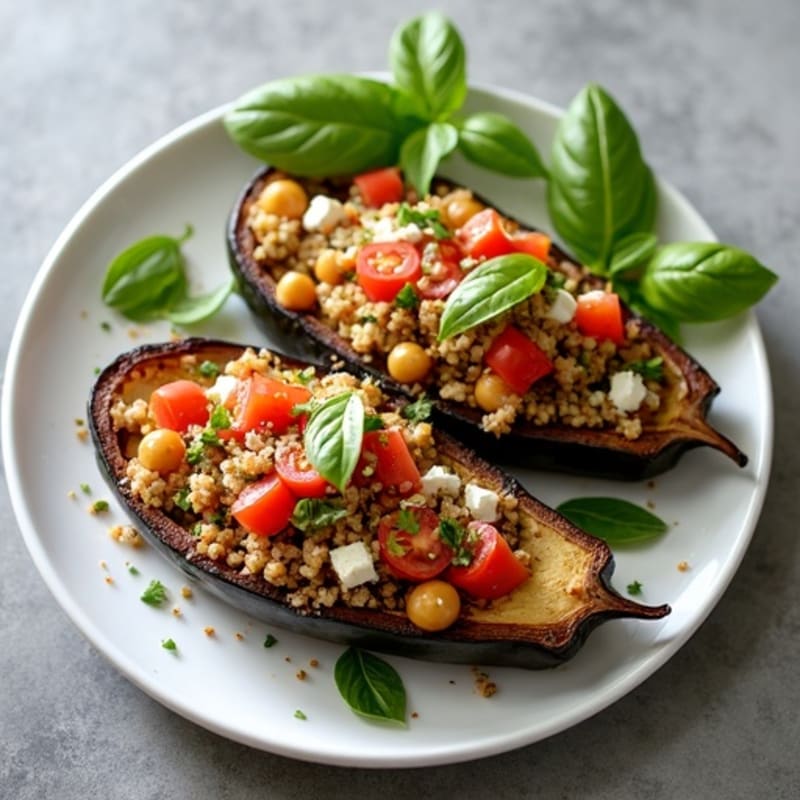 Herb-Roasted Quinoa Stuffed Eggplant