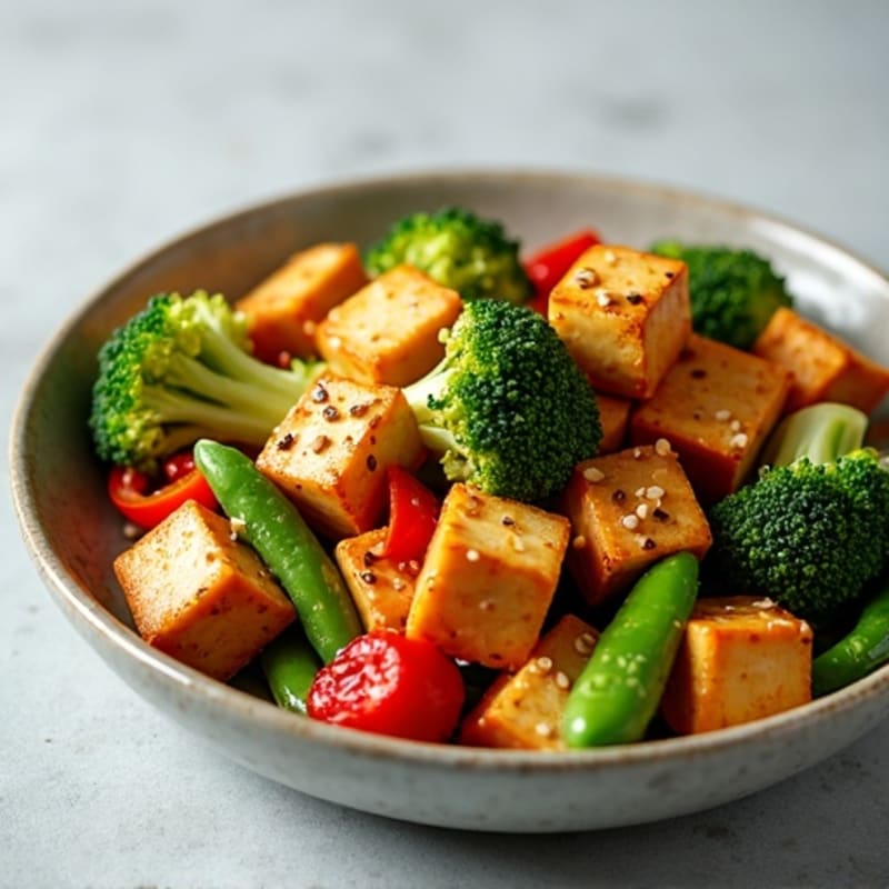 Crispy Sesame Tofu Stir-Fry with Vegetables