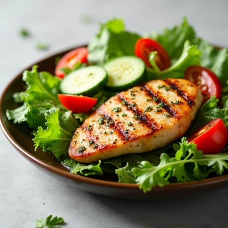 Herb-Grilled Chicken with Crispy Mixed Greens