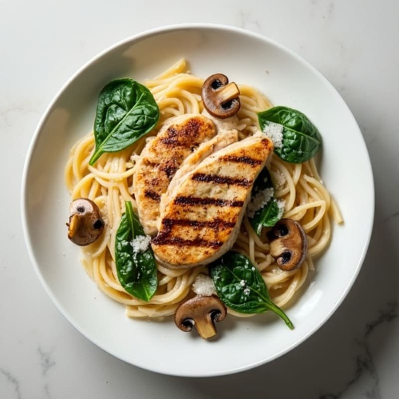 Creamy Truffle Mushroom Pasta with Wilted Greens
