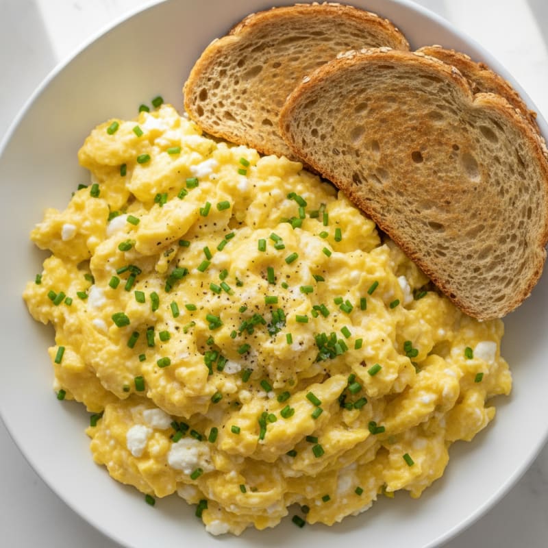 Fluffy Scrambled Eggs with Chives