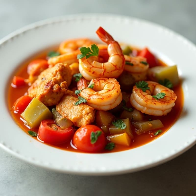 Spicy Creole Chicken and Shrimp Stew