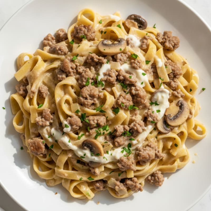 Classic Beef Stroganoff with Egg Noodles