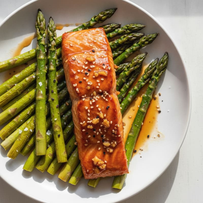 Teriyaki Glazed Salmon with Roasted Asparagus