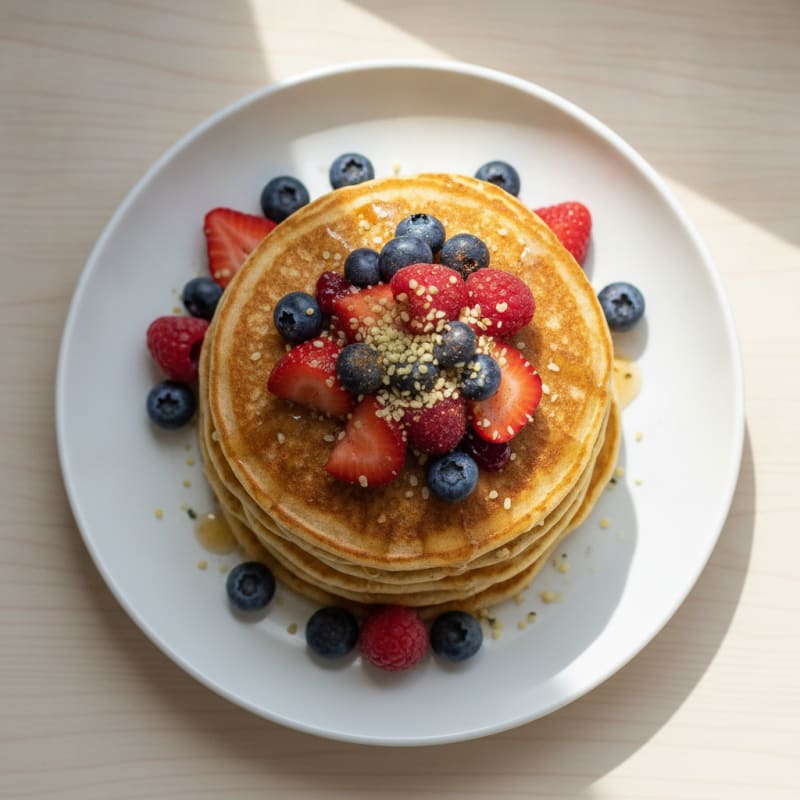 Fluffy Protein Pancakes with Berries