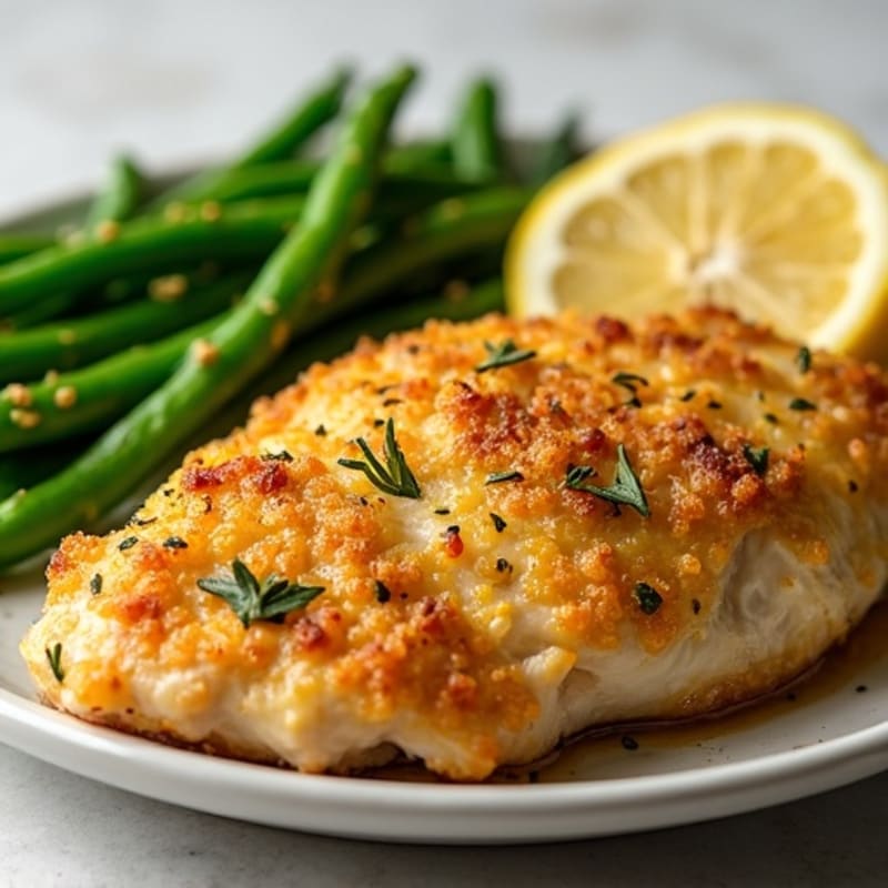 Crispy Lemon Herb Chicken with Roasted Green Beans