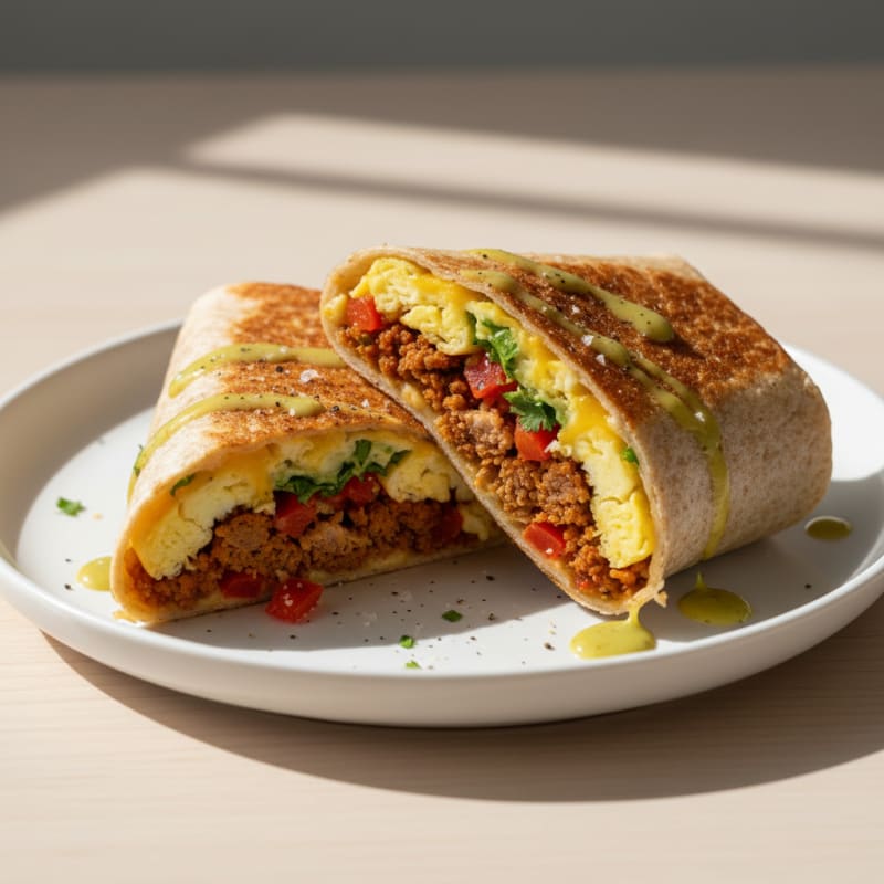 Crispy Chorizo and Egg Breakfast Burrito