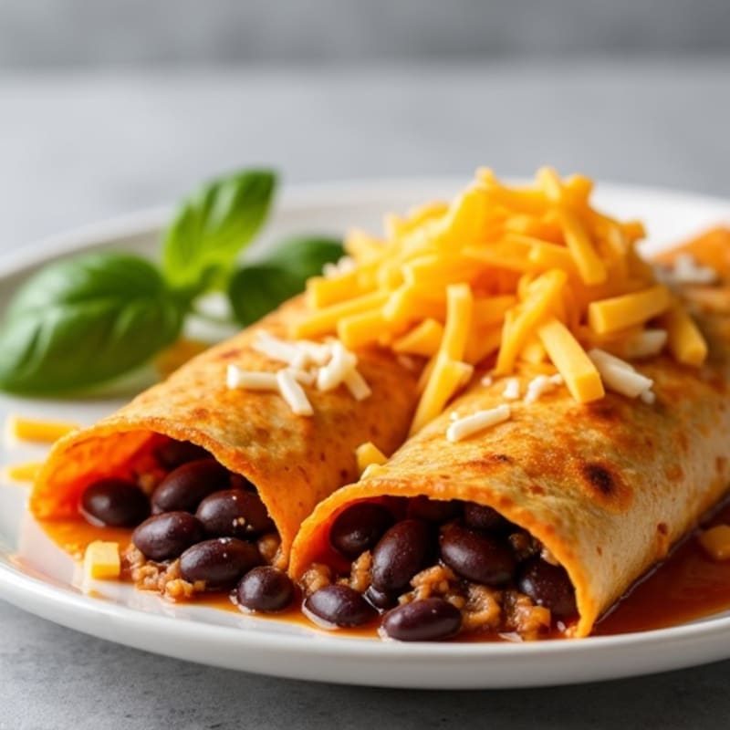 Cheesy Lean Ground Beef and Black Bean Enchiladas